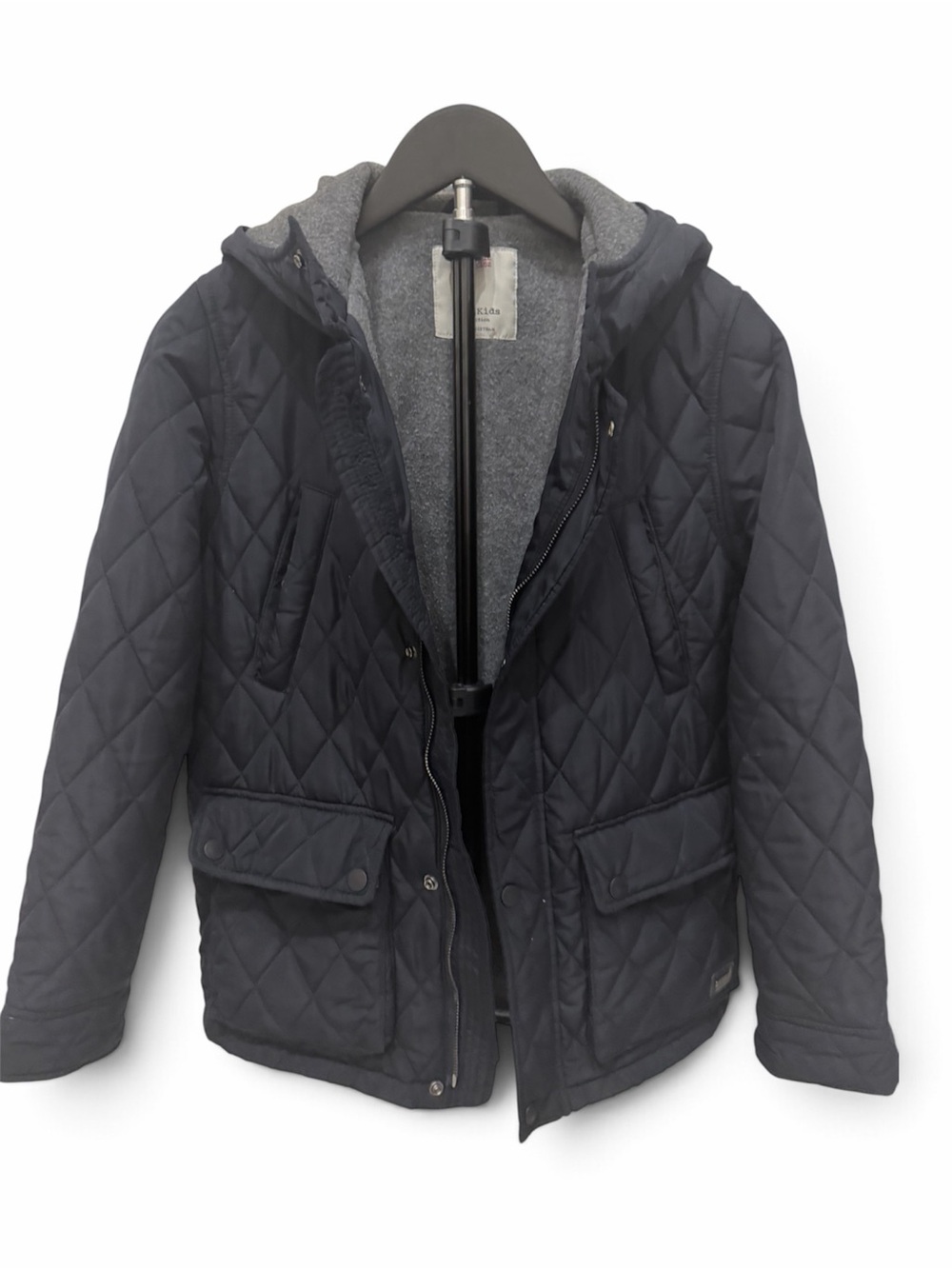 Zara Kids Quilted Hooded Jacket - Navy